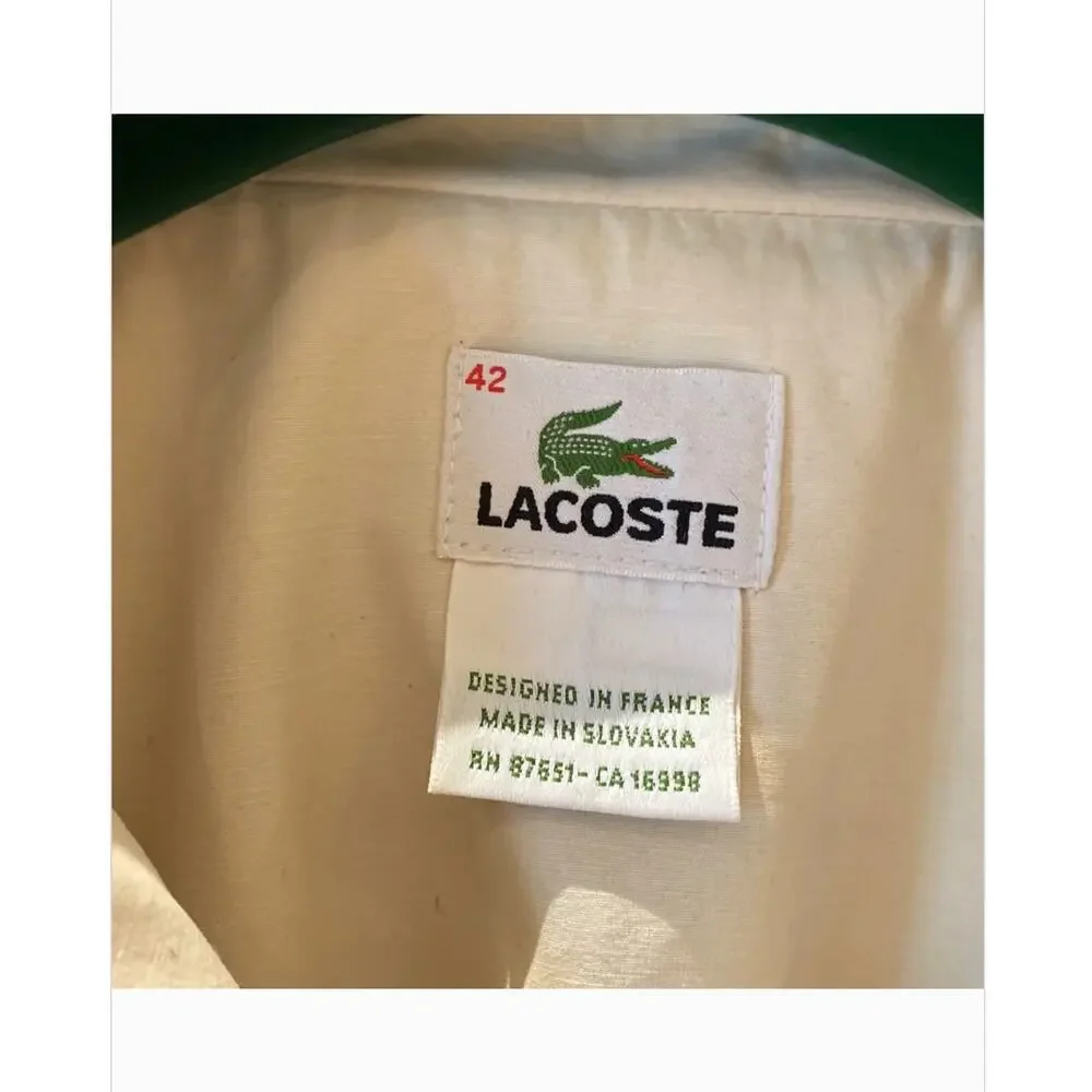 Lacoste Womens Trench Coat 8 10 M EU 42 Tan Khaki Belted Quiet Luxury Old Money
